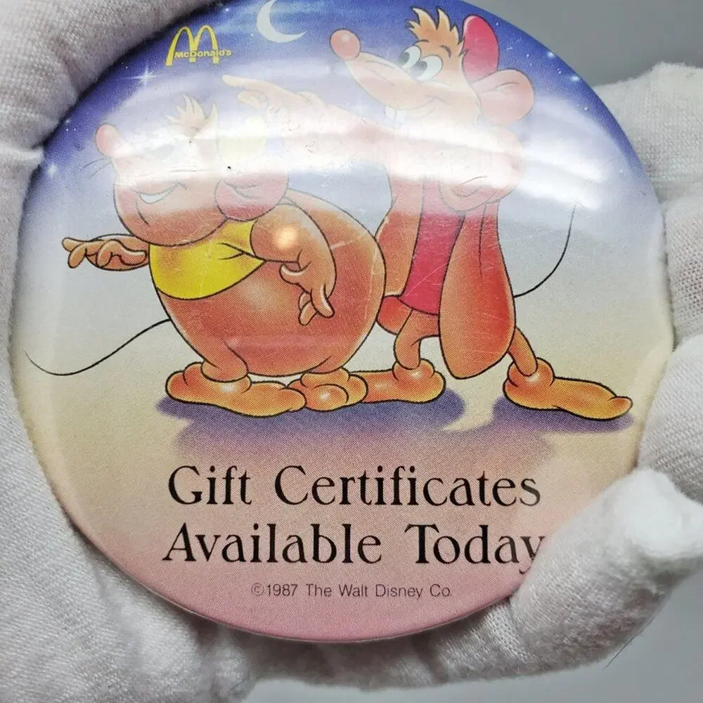 Disney X McDonald's Cinderella Vintage 80s Button